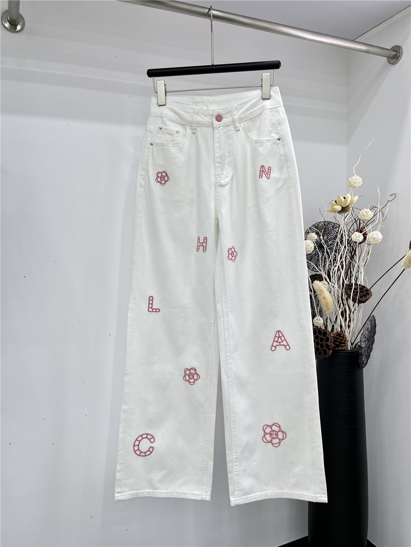Ch**el classic embroidered jeans replicas clothes