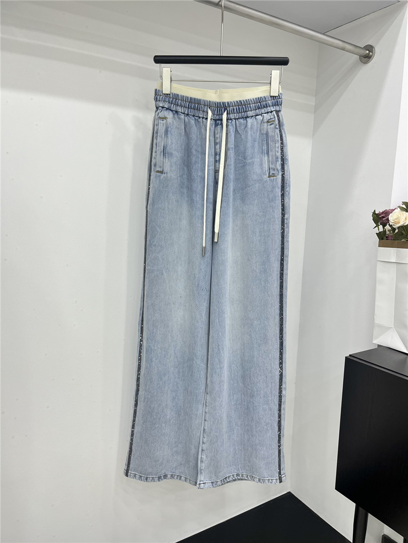 Va1e*ntin0 contrast elastic waist tencel jeans replica d&g clothing