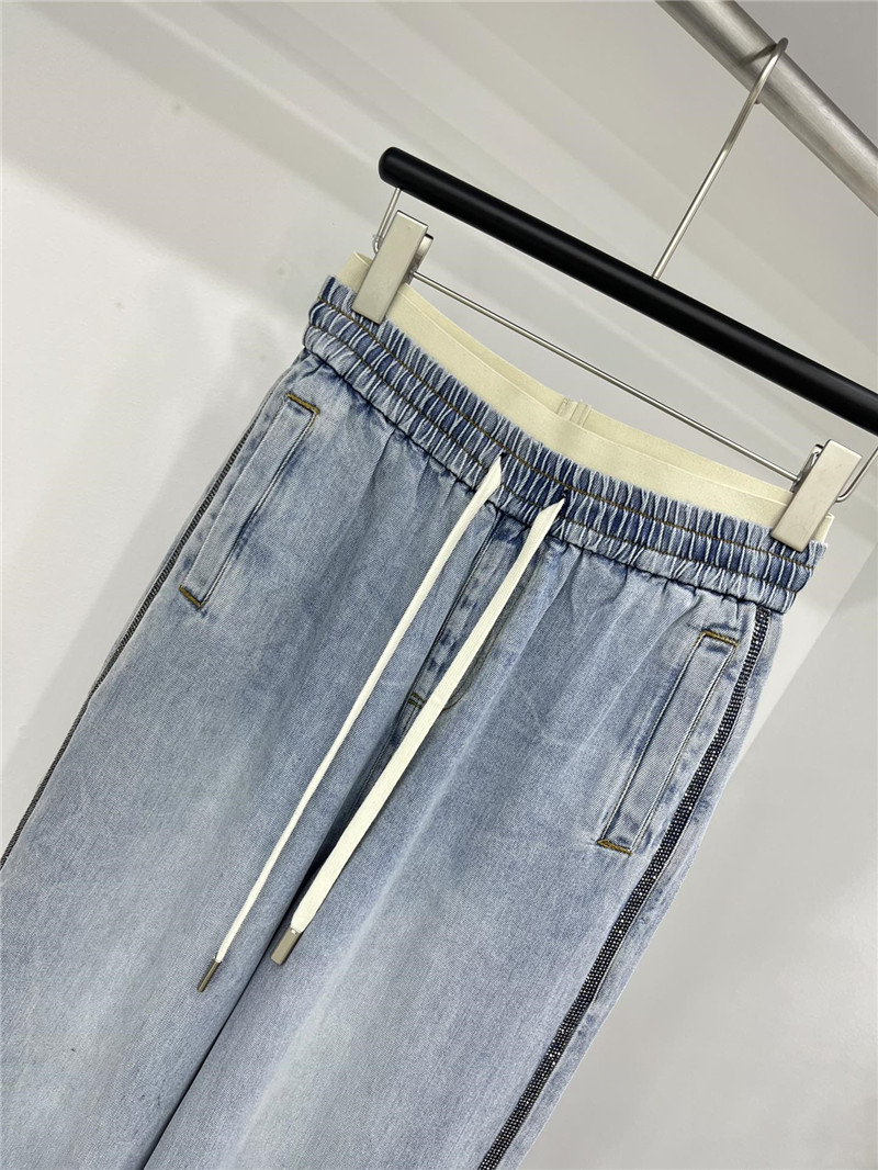 Va1e*ntin0 contrast elastic waist tencel jeans replica d&g clothing