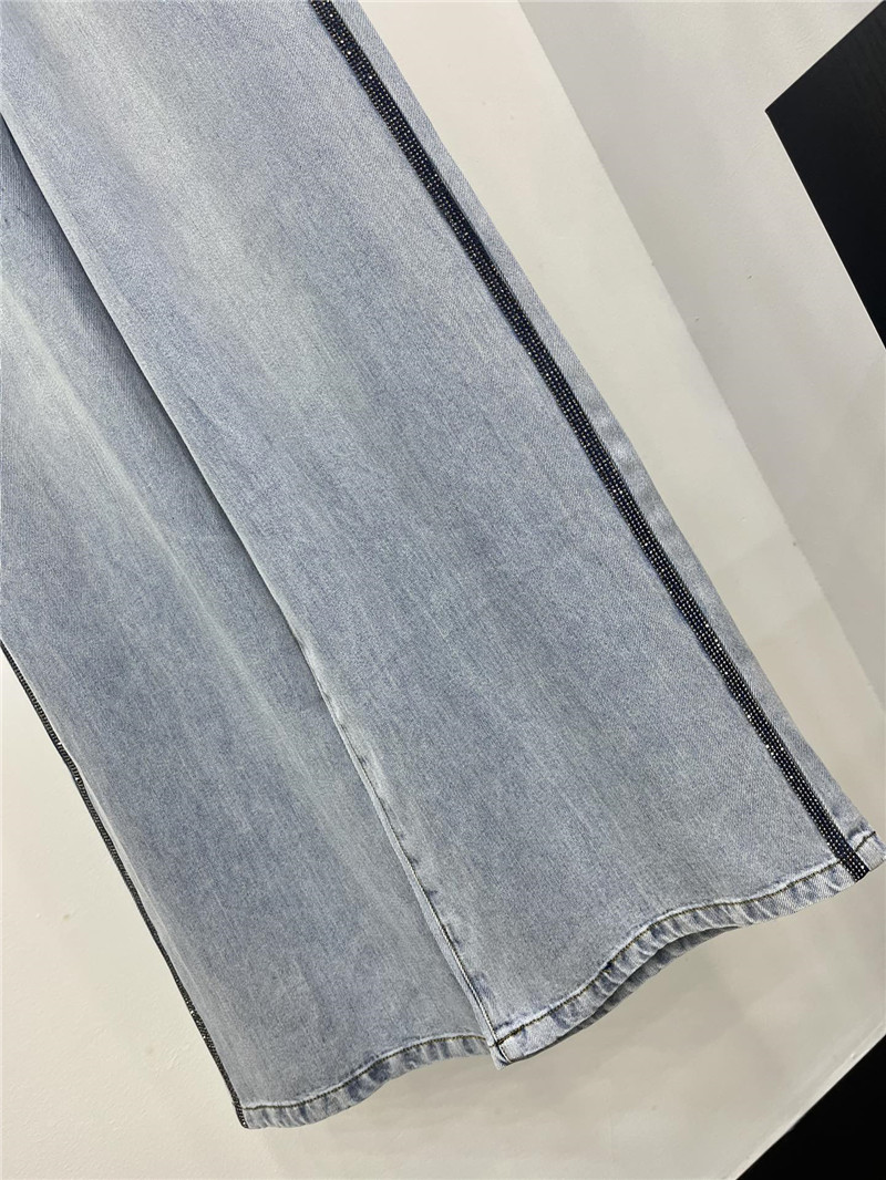 Va1e*ntin0 contrast elastic waist tencel jeans replica d&g clothing