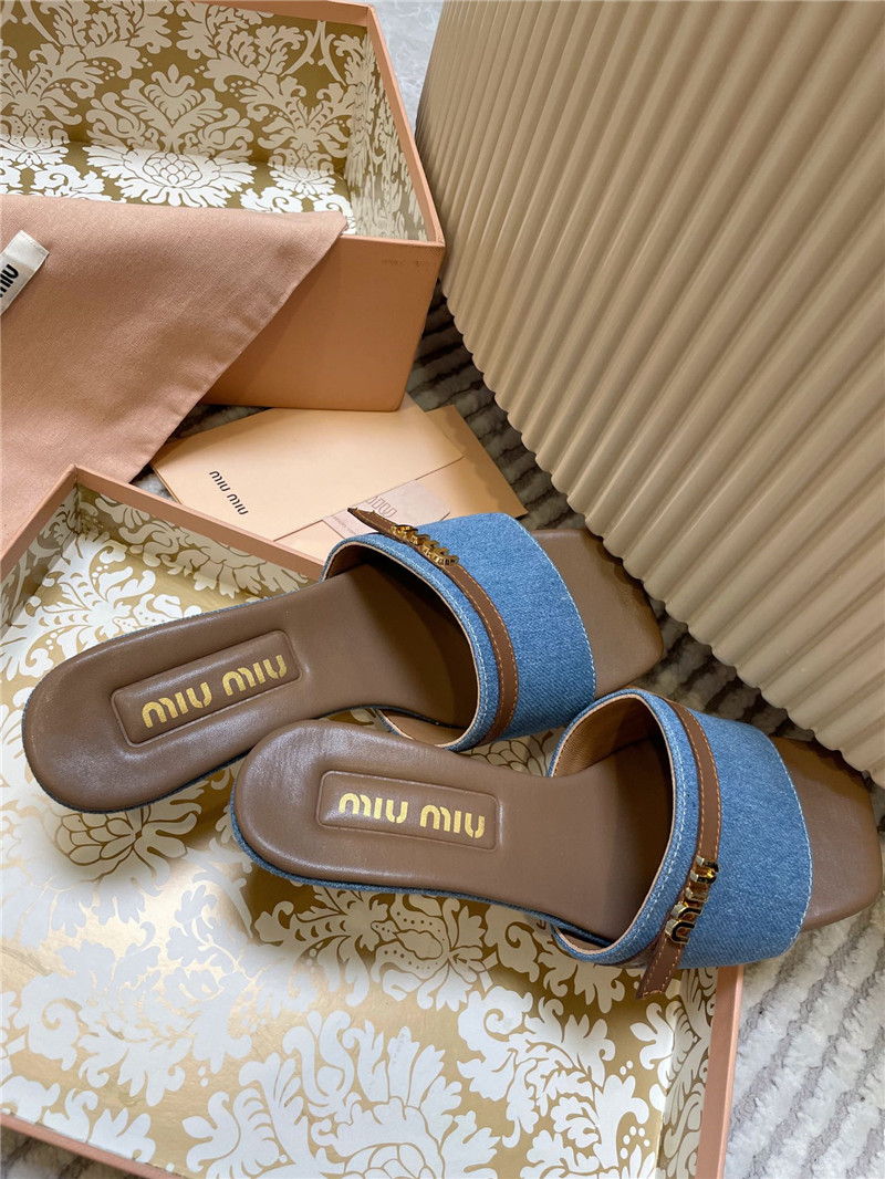 Miu Miu Denim Heels Sandals