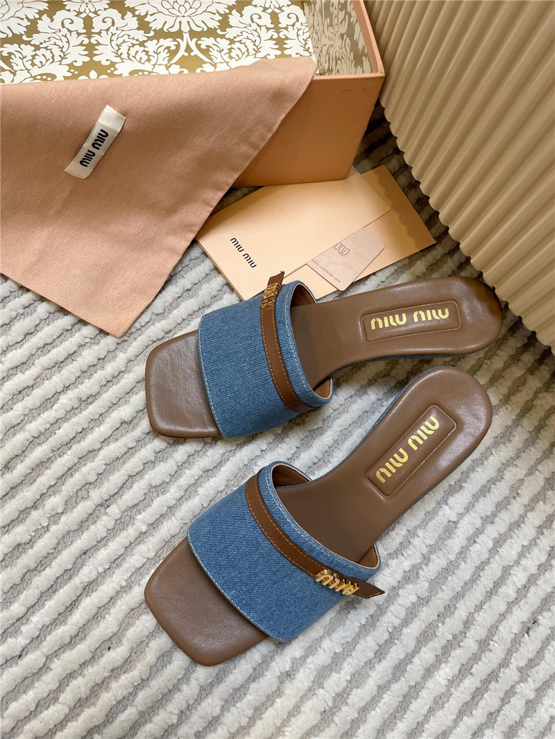 Miu Miu Denim Heels Sandals