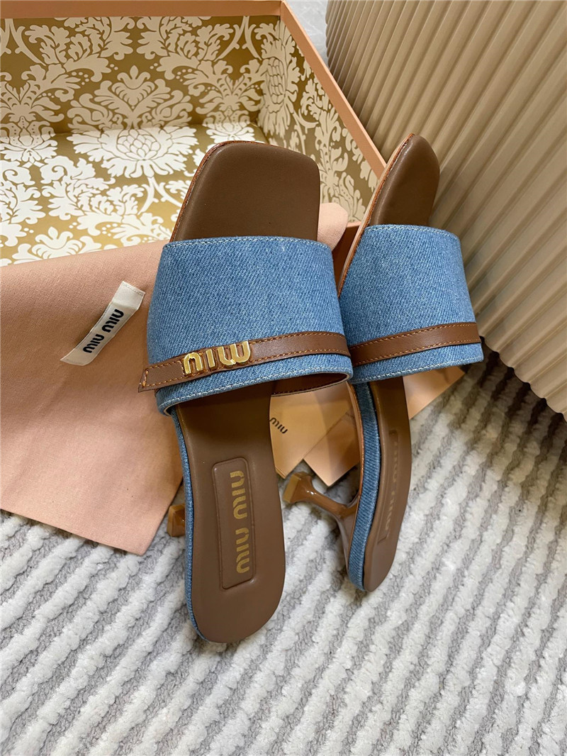 Miu Miu Denim Heels Sandals