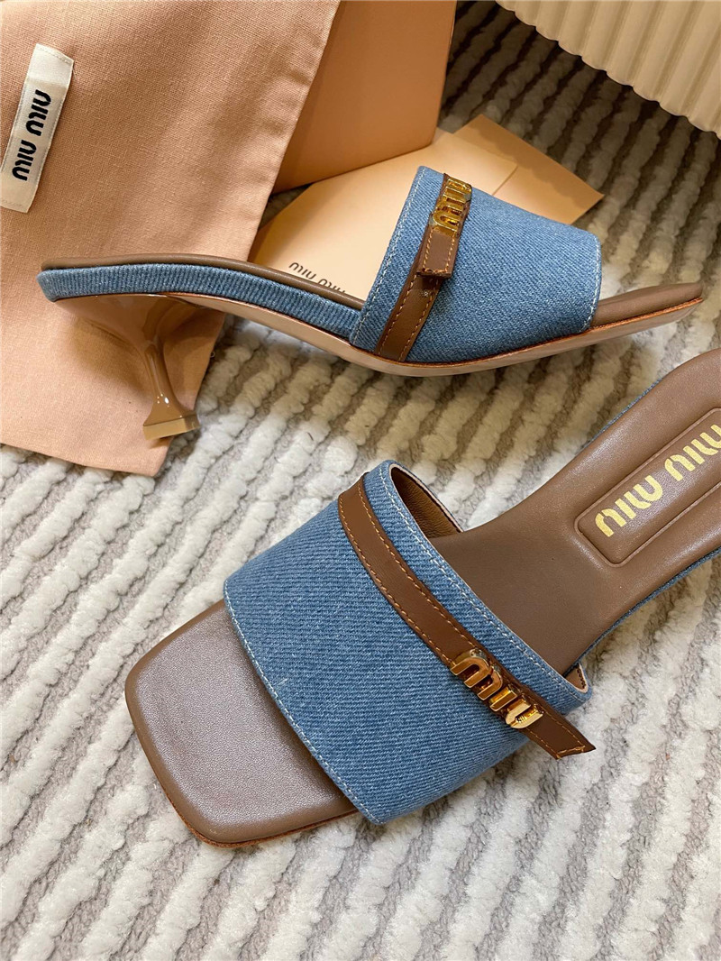 Miu Miu Denim Heels Sandals