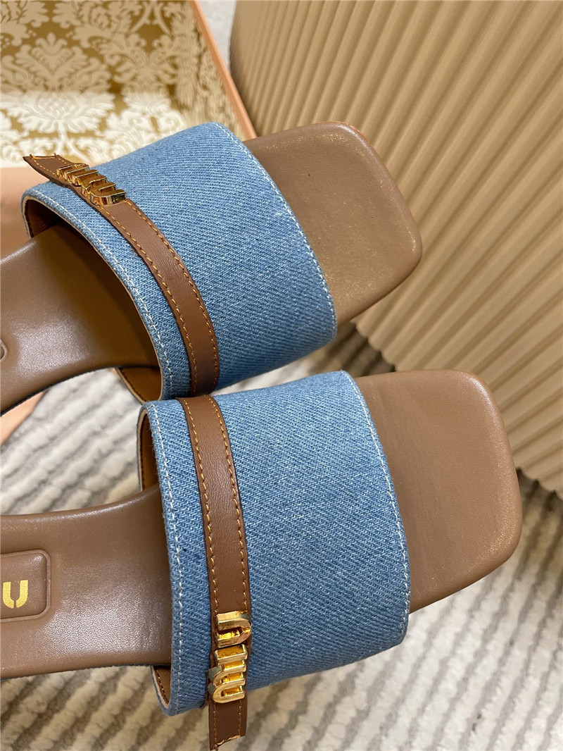 Miu Miu Denim Heels Sandals