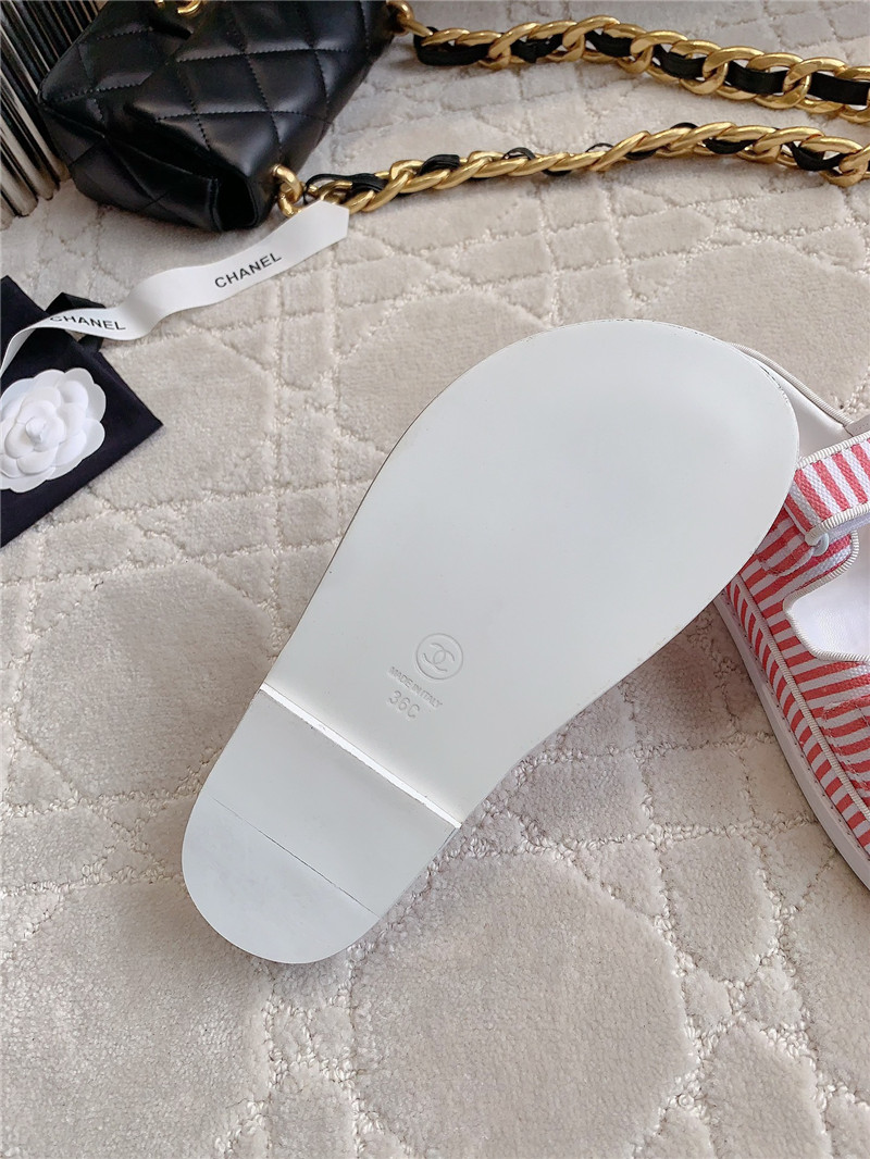 Ch**el white pink dad slides