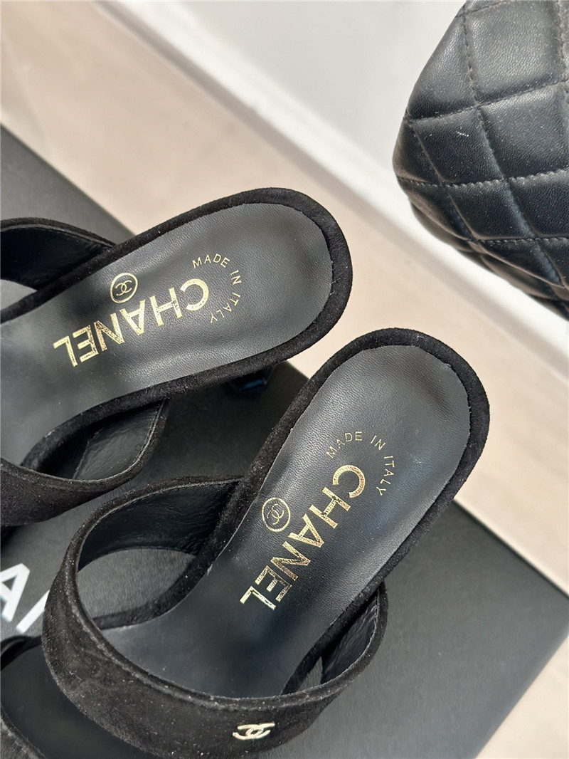 Ch**el block leather heel mule black