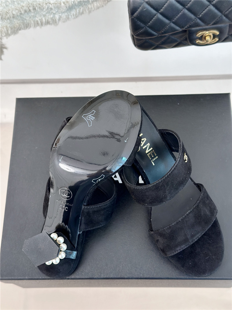 Ch**el block leather heel mule black