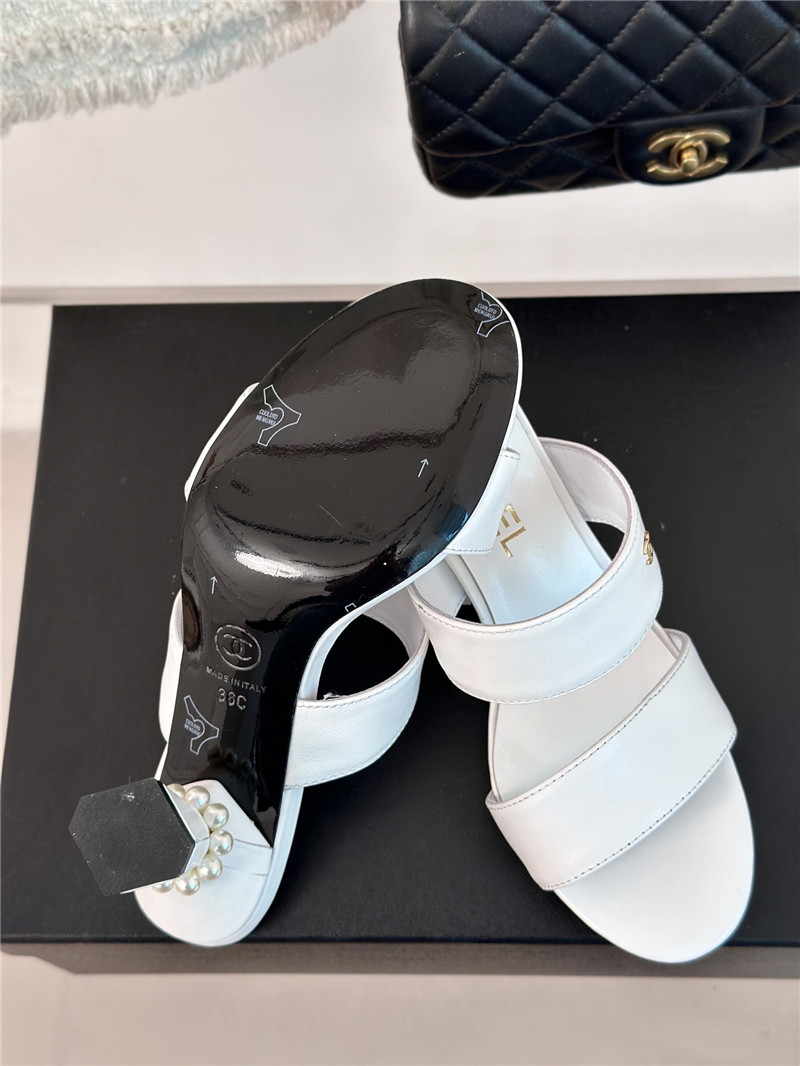 Ch**el block leather heel mule white