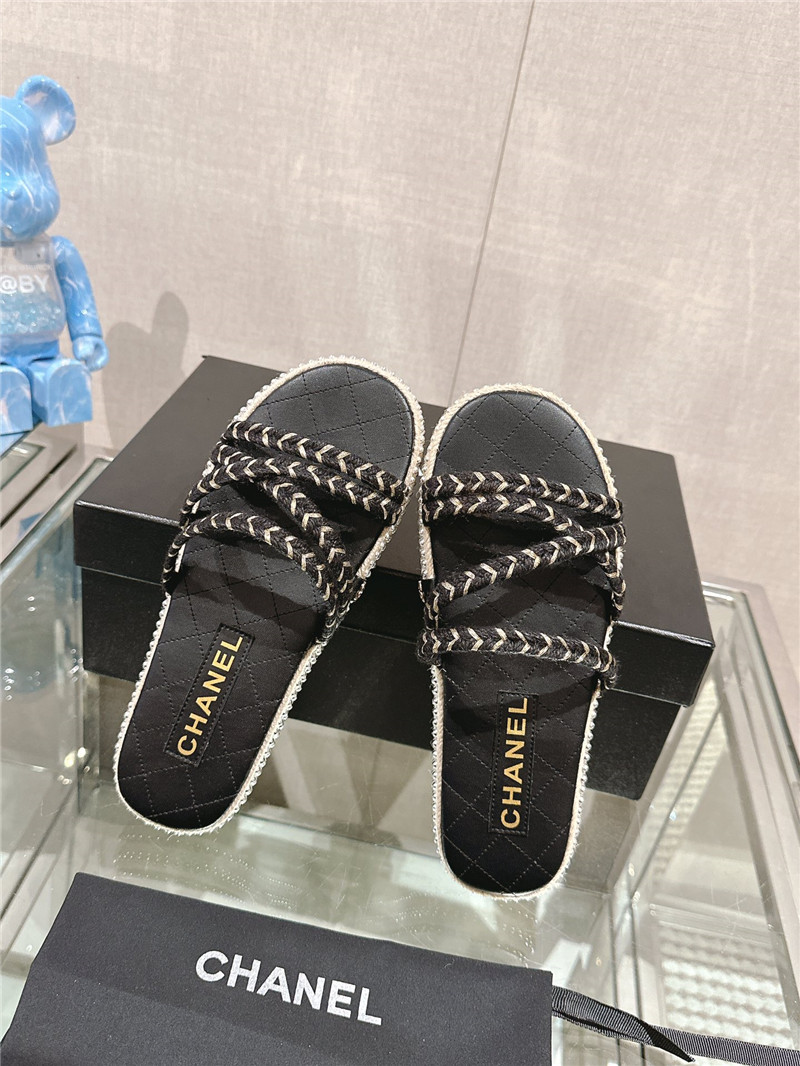 Ch**el cross rope platform slippers black