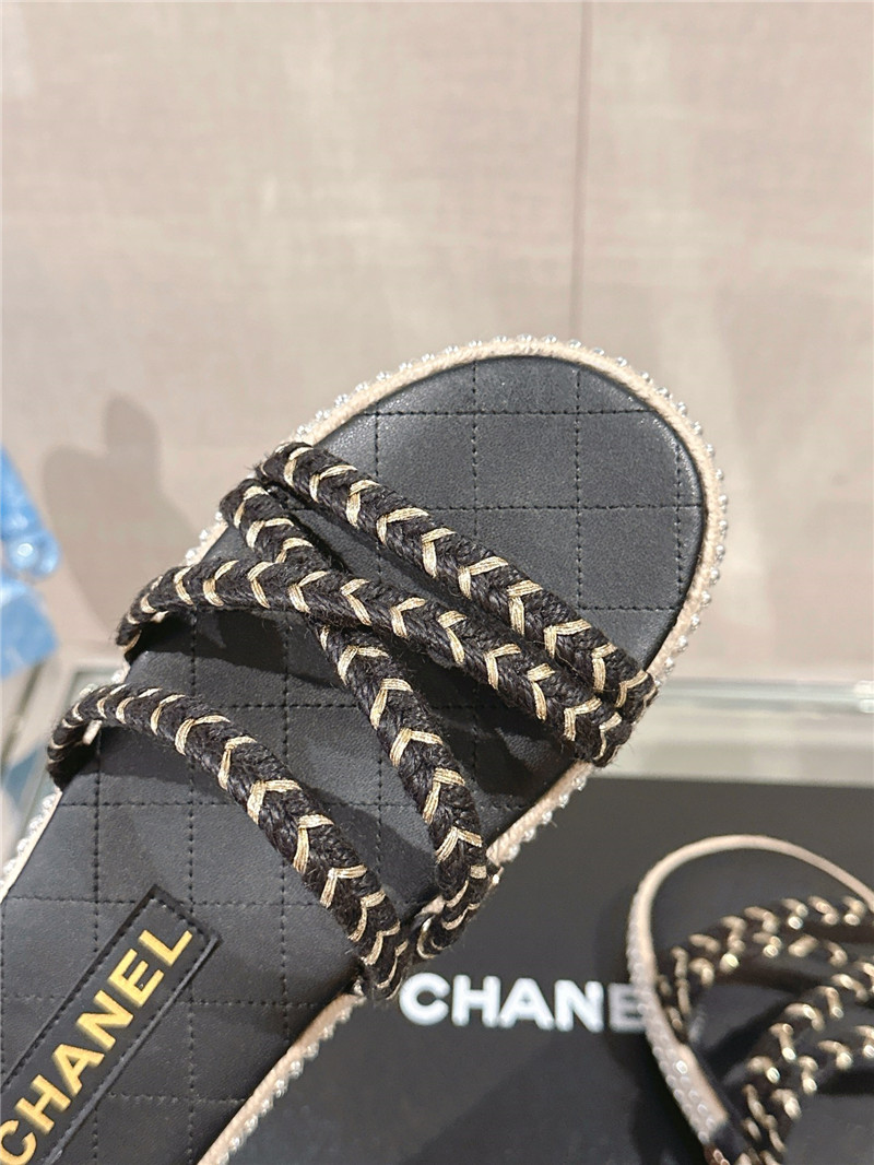 Ch**el cross rope platform slippers black