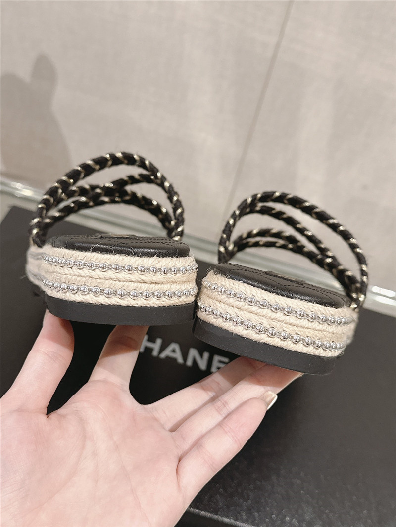 Ch**el cross rope platform slippers black