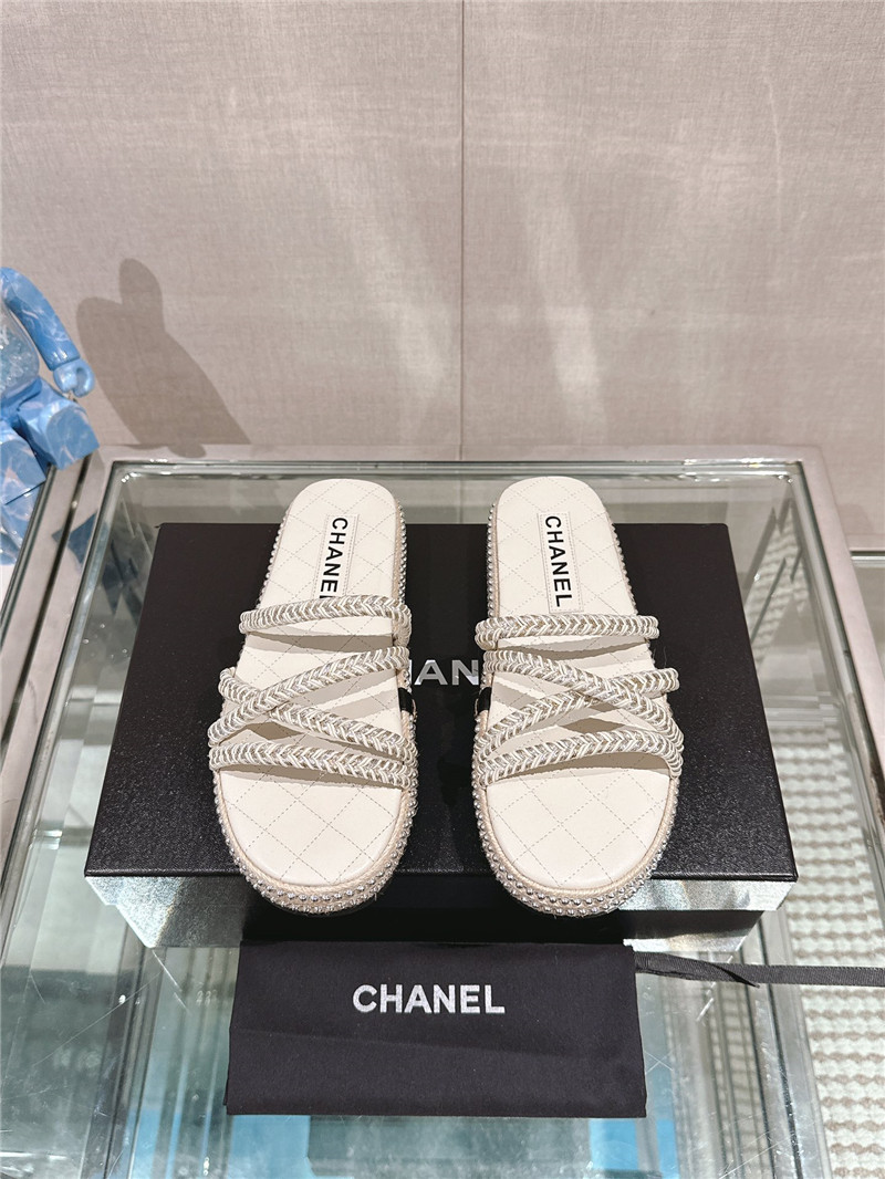 Ch**el cross rope platform slippers