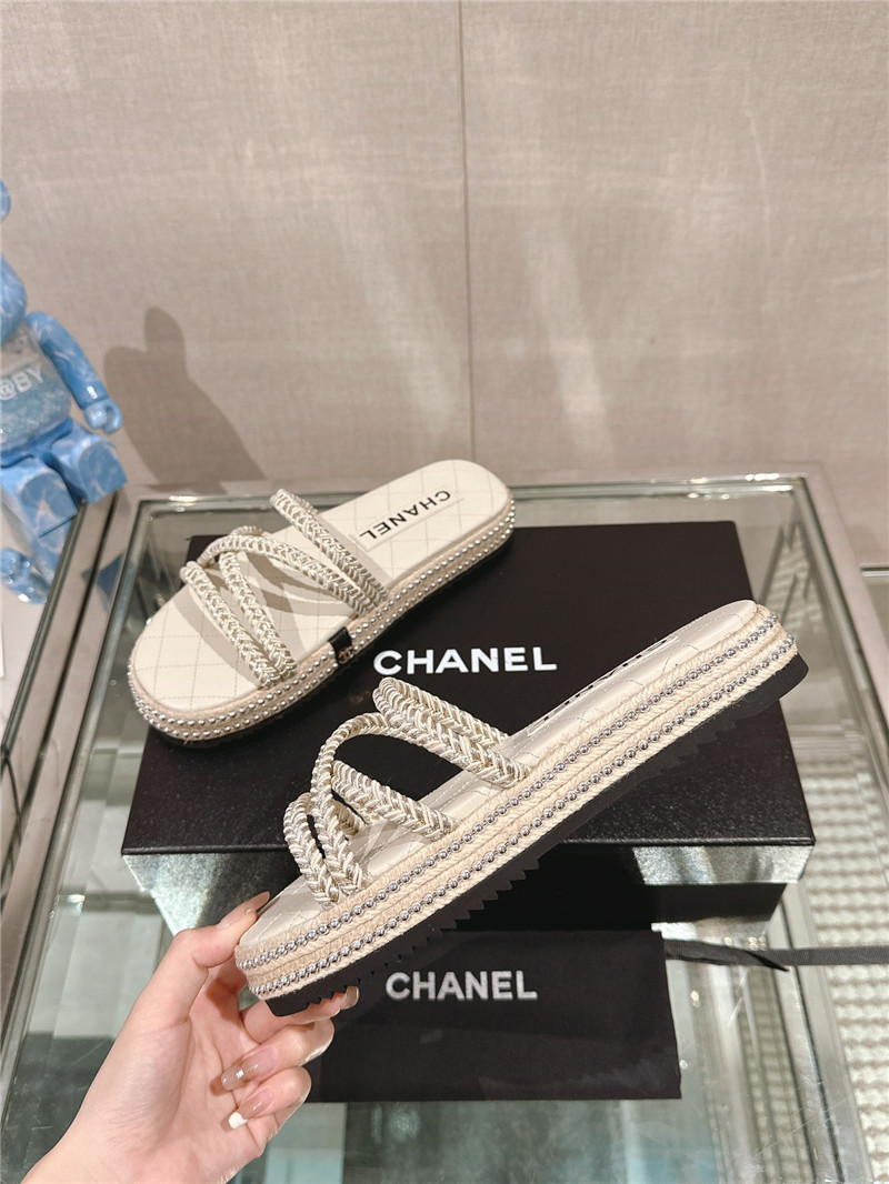Ch**el cross rope platform slippers