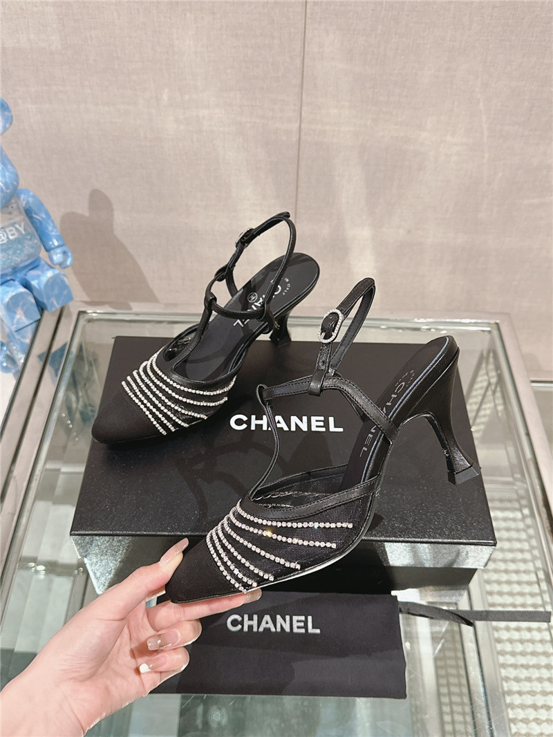 Ch**el interlocking logo t-strap pumps in black