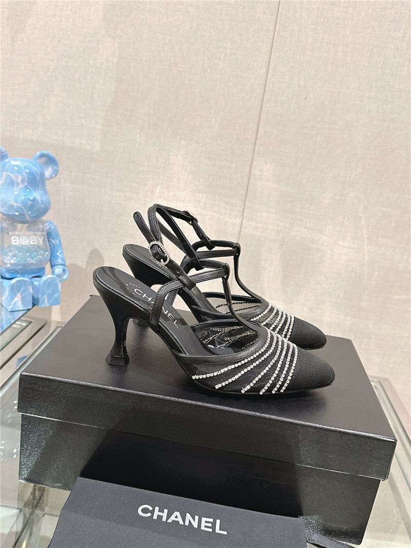 Ch**el interlocking logo t-strap pumps in black