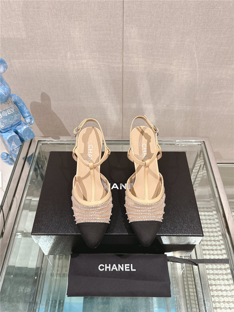 Ch**el interlocking logo t-strap pumps in beige