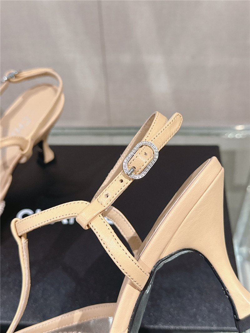 Ch**el interlocking logo t-strap pumps in beige