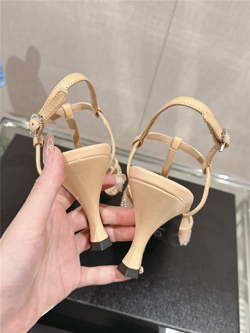 Ch**el interlocking logo t-strap pumps in beige