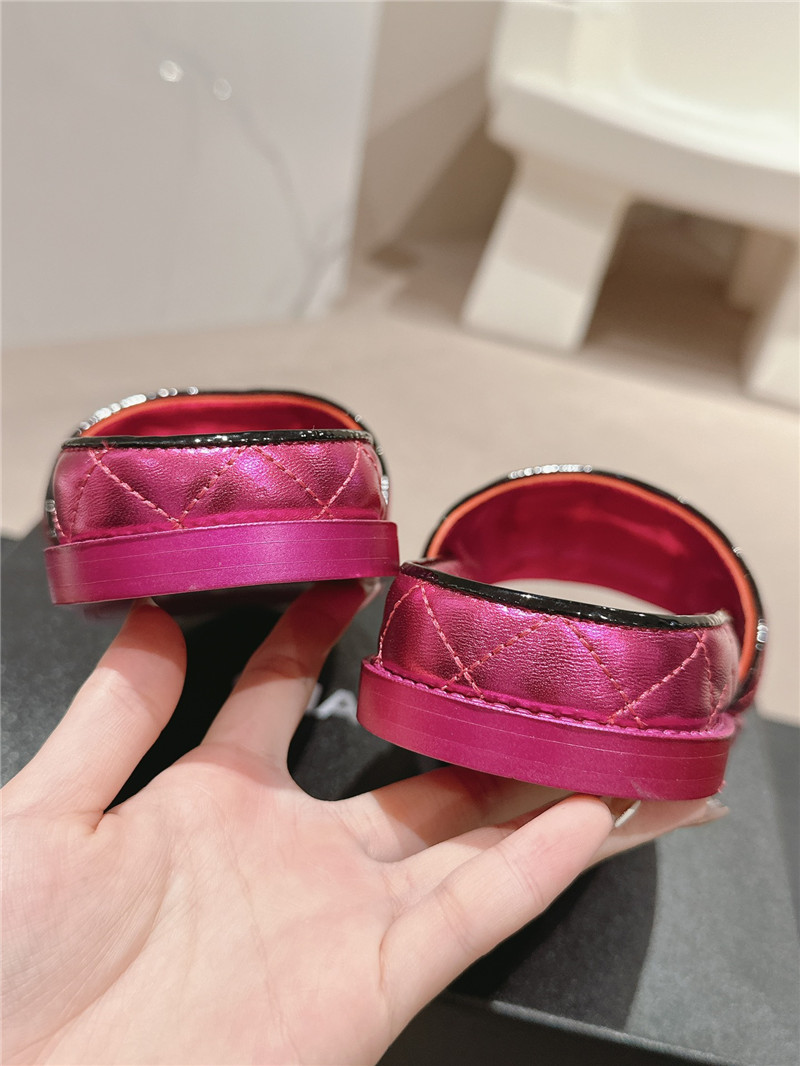 Ch**el fuchsia quilted mules sandals