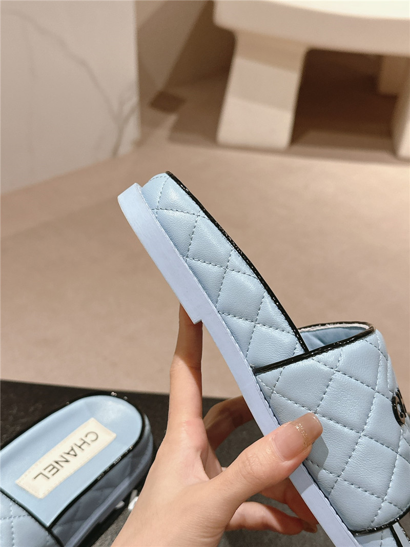 Ch**el lambskin quilted textured mules sandals