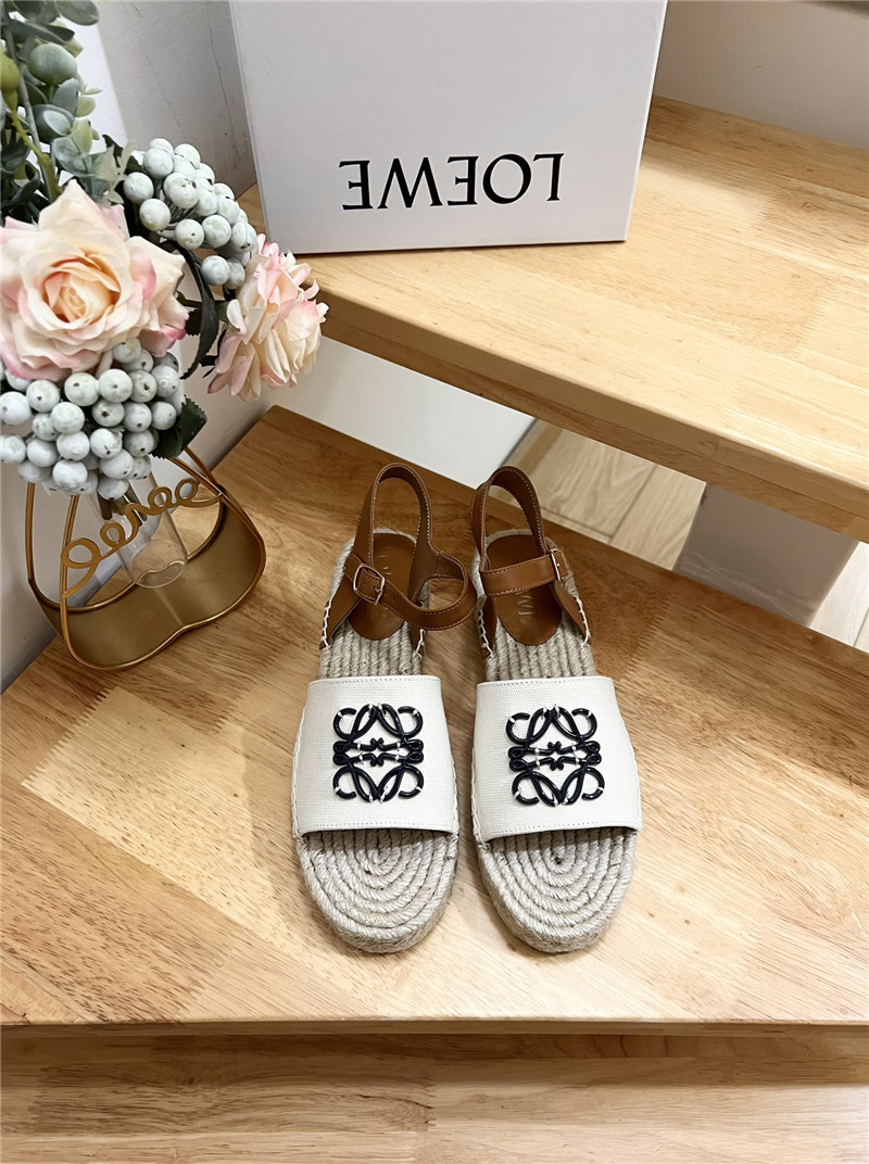 L0ew* anagram canvas espadrille sandals black