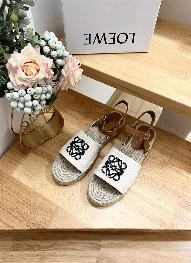 L0ew* anagram canvas espadrille sandals black
