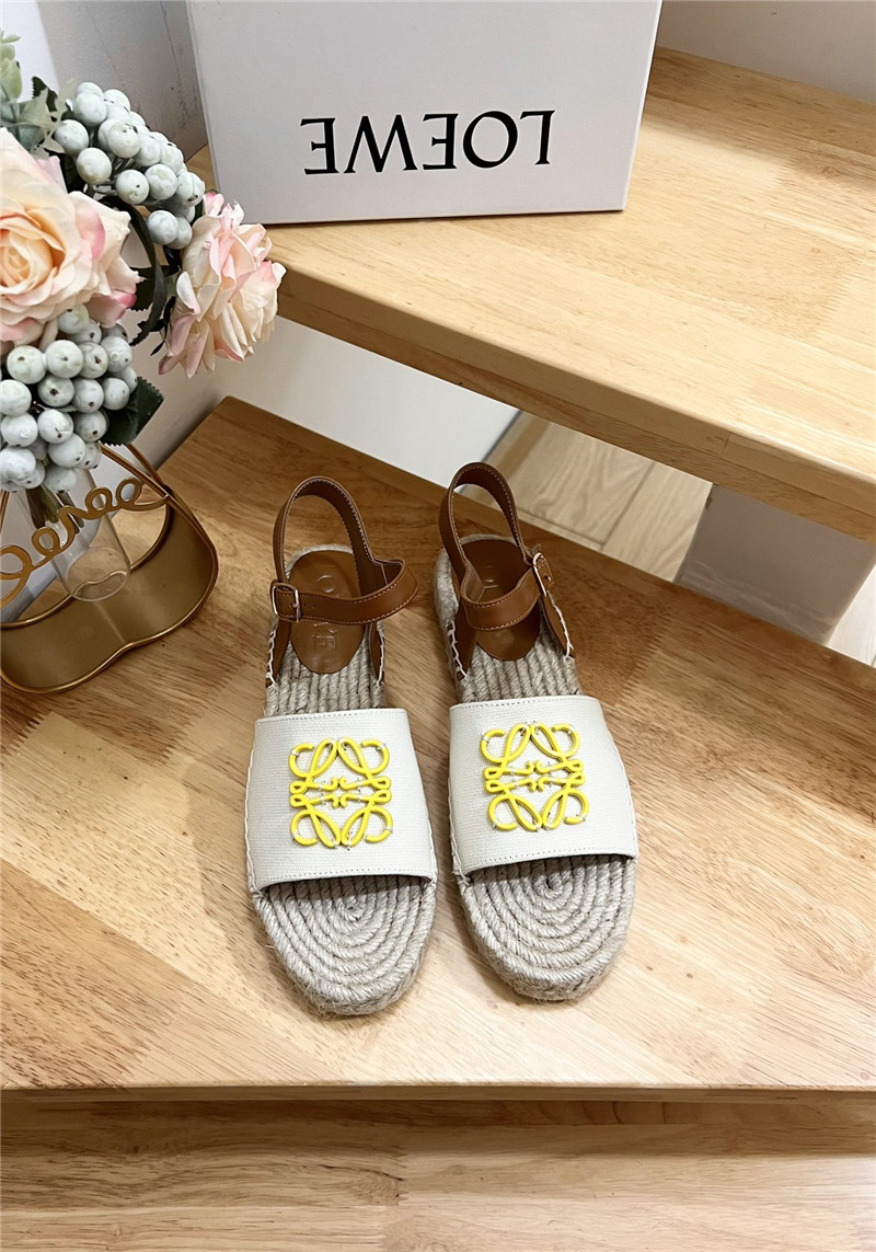 L0ew* anagram canvas espadrille sandals yellow
