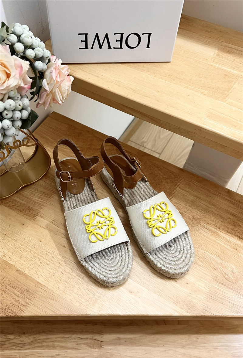 L0ew* anagram canvas espadrille sandals yellow
