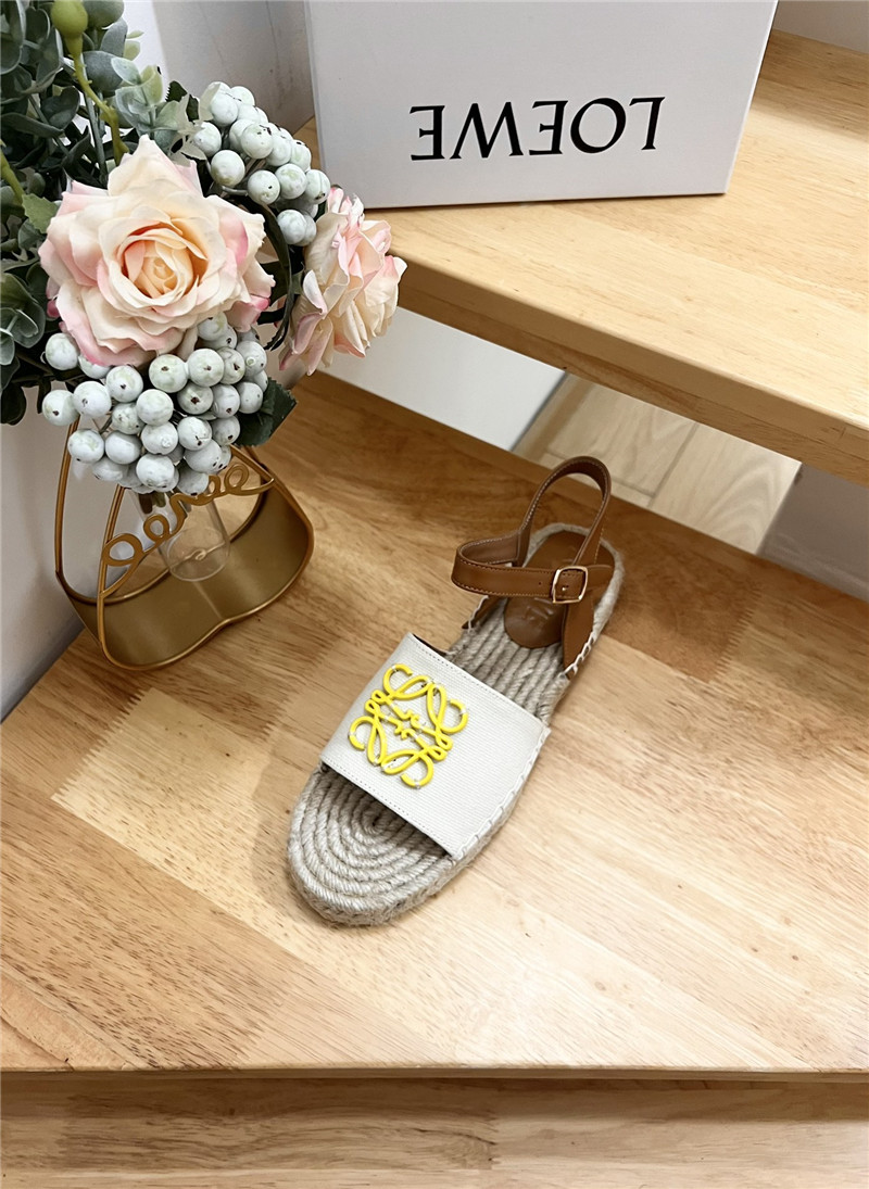 L0ew* anagram canvas espadrille sandals yellow