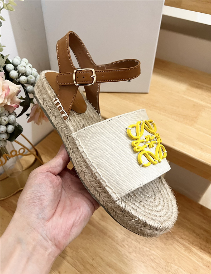 L0ew* anagram canvas espadrille sandals yellow