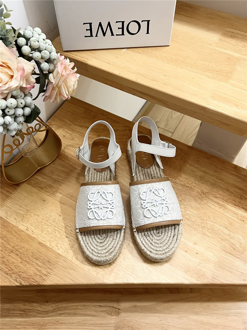 L0ew* anagram canvas espadrille sandals brown