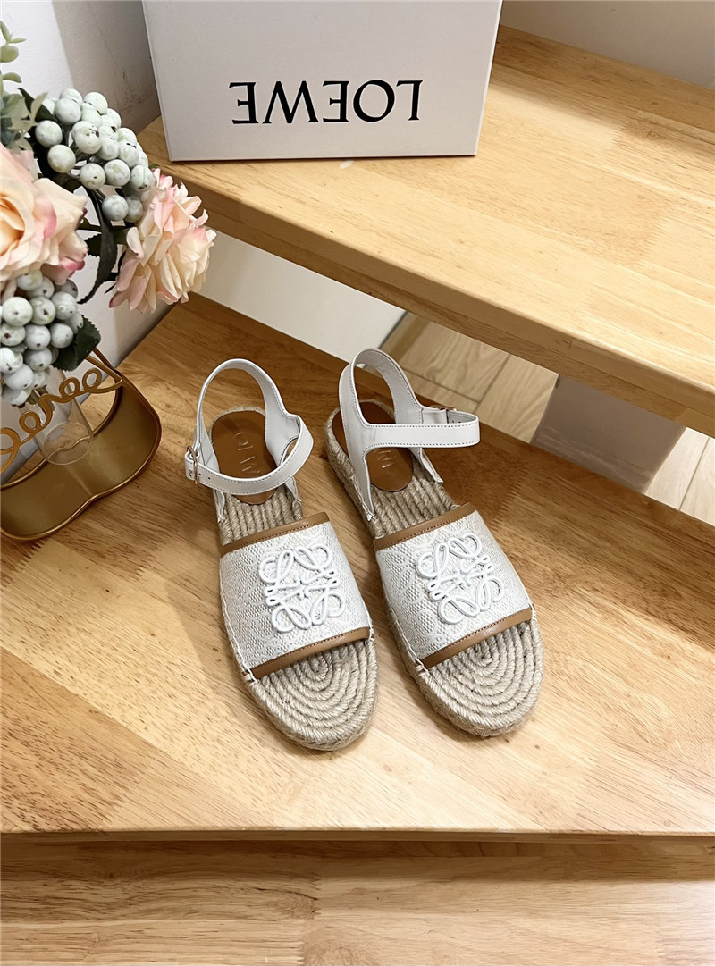 L0ew* anagram canvas espadrille sandals brown