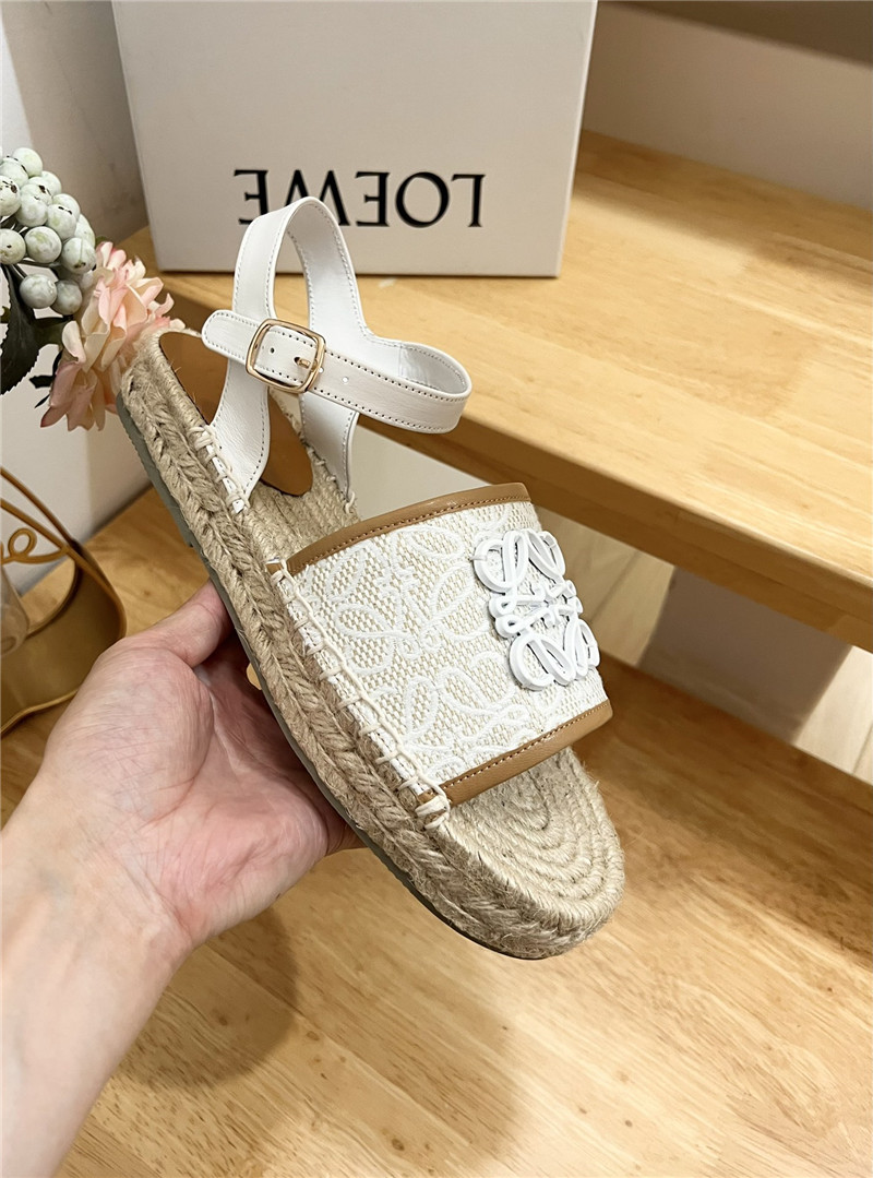 L0ew* anagram canvas espadrille sandals brown