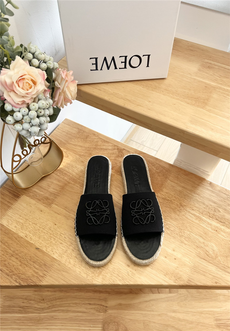 L0ew* espadrille leather slide black