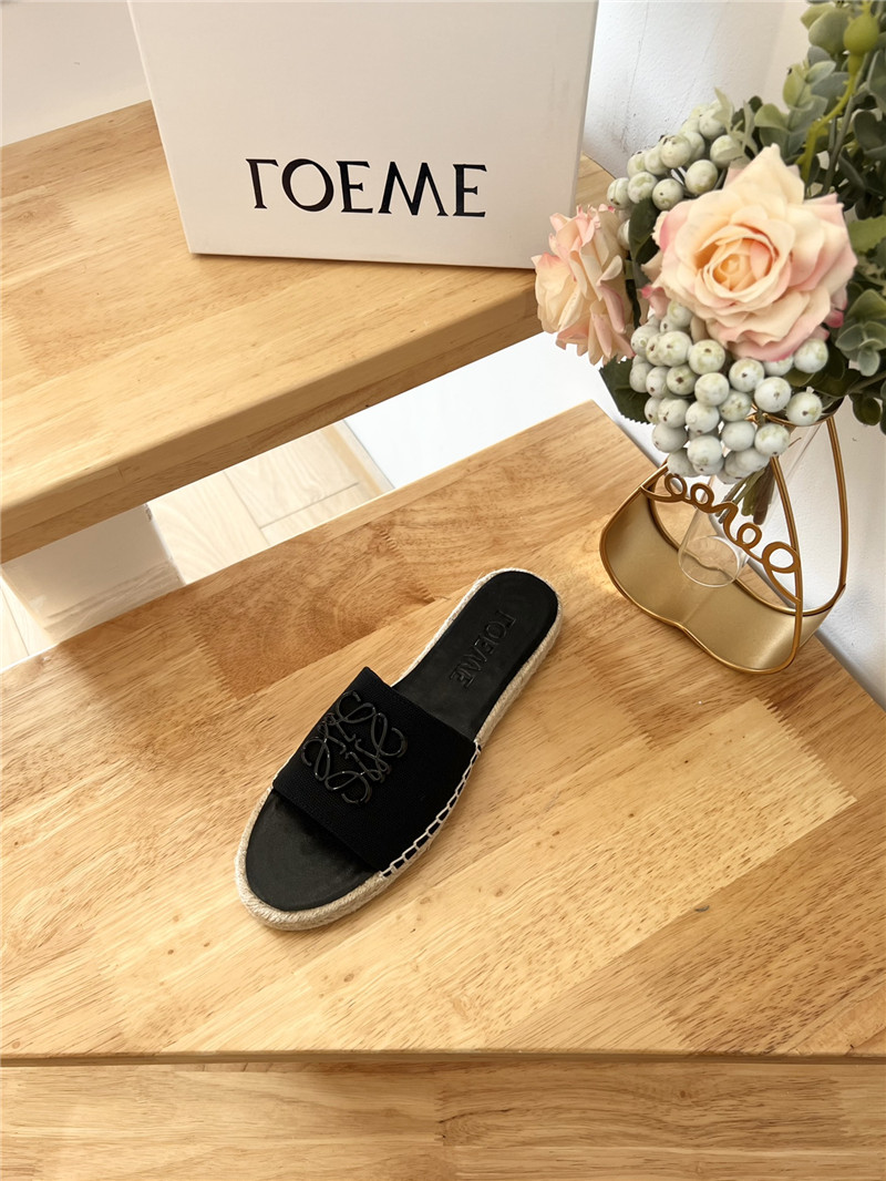 L0ew* espadrille leather slide black