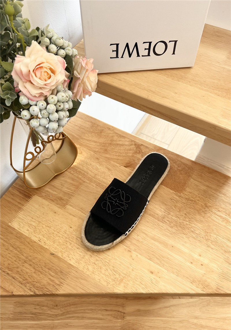 L0ew* espadrille leather slide black
