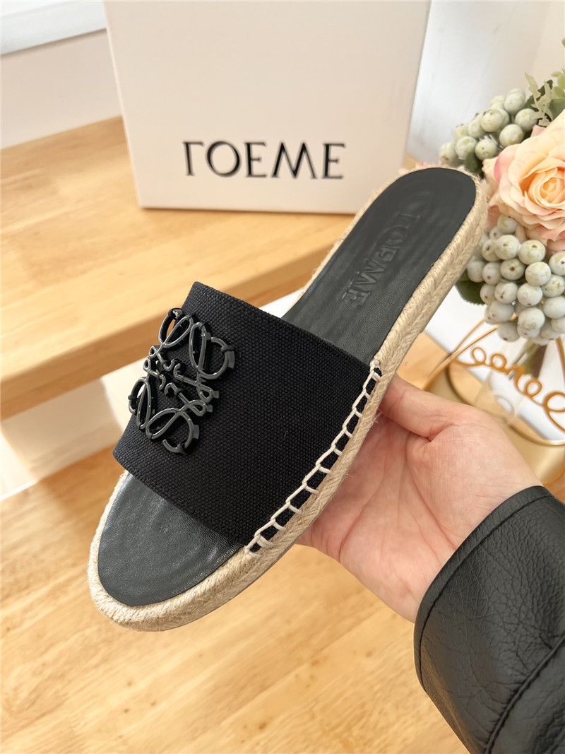 L0ew* espadrille leather slide black