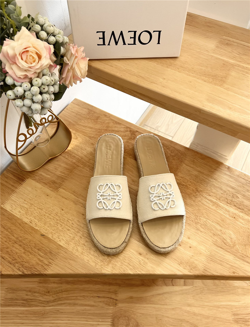 L0ew* espadrille leather white slide