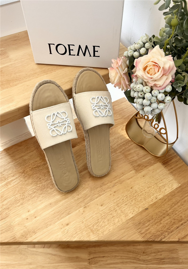 L0ew* espadrille leather white slide
