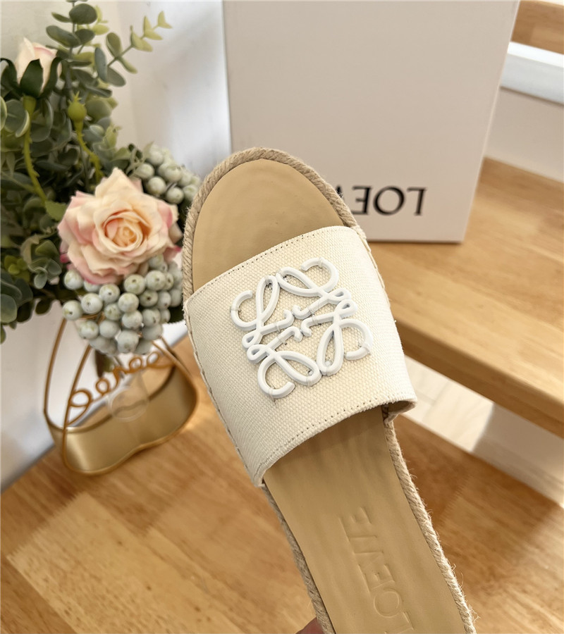 L0ew* espadrille leather white slide
