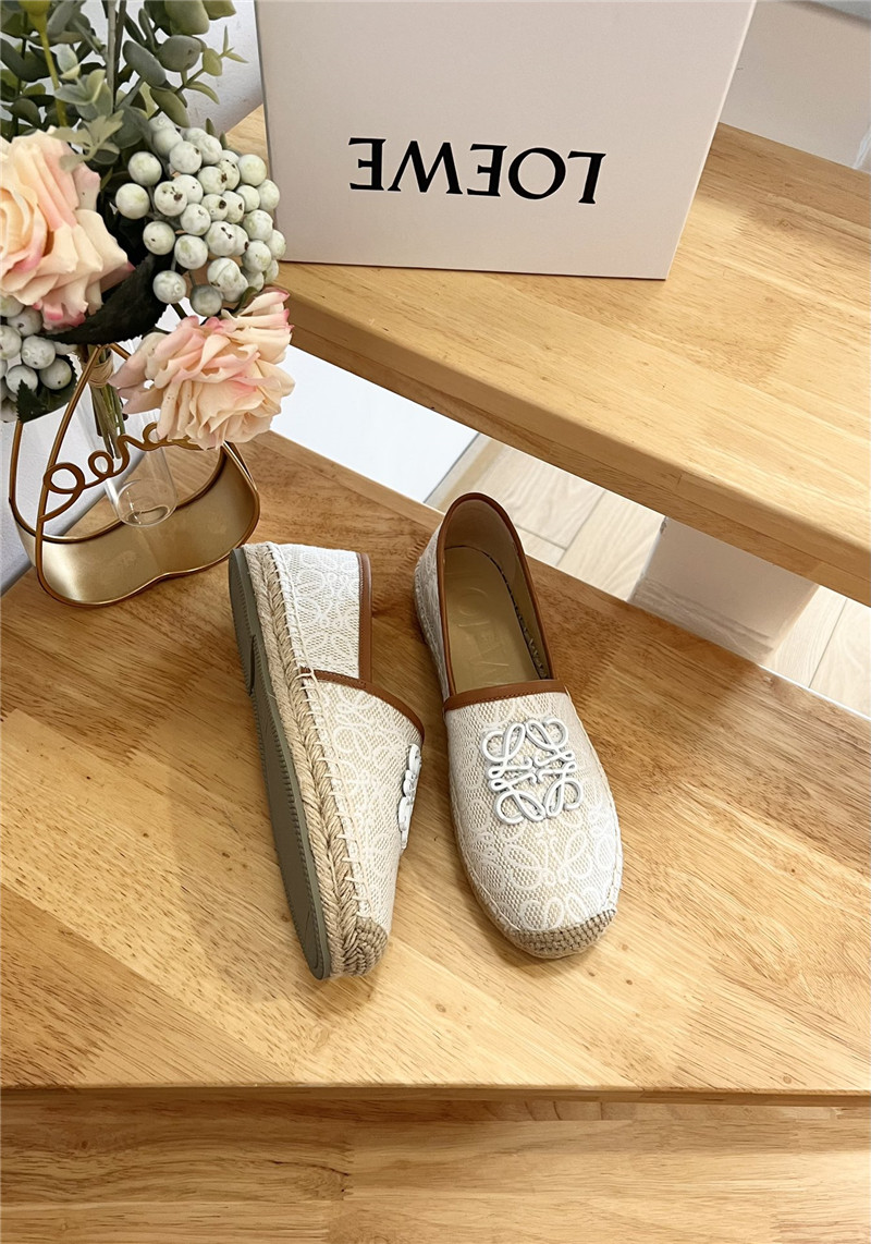 L0ew* anagram espadrille logo loafers beige