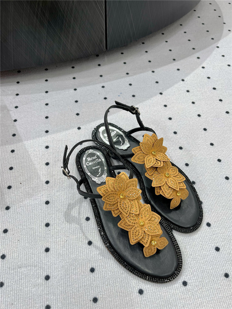 Rene Caovilla Flat Flowers Sandals