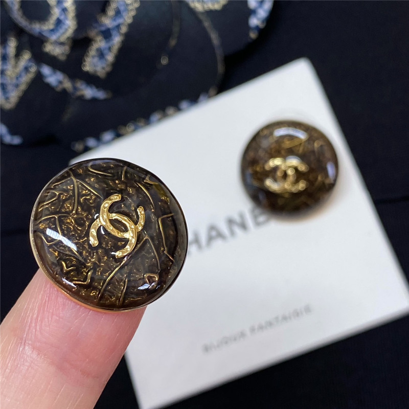 Ch**el round semi-transparent enamel earrings