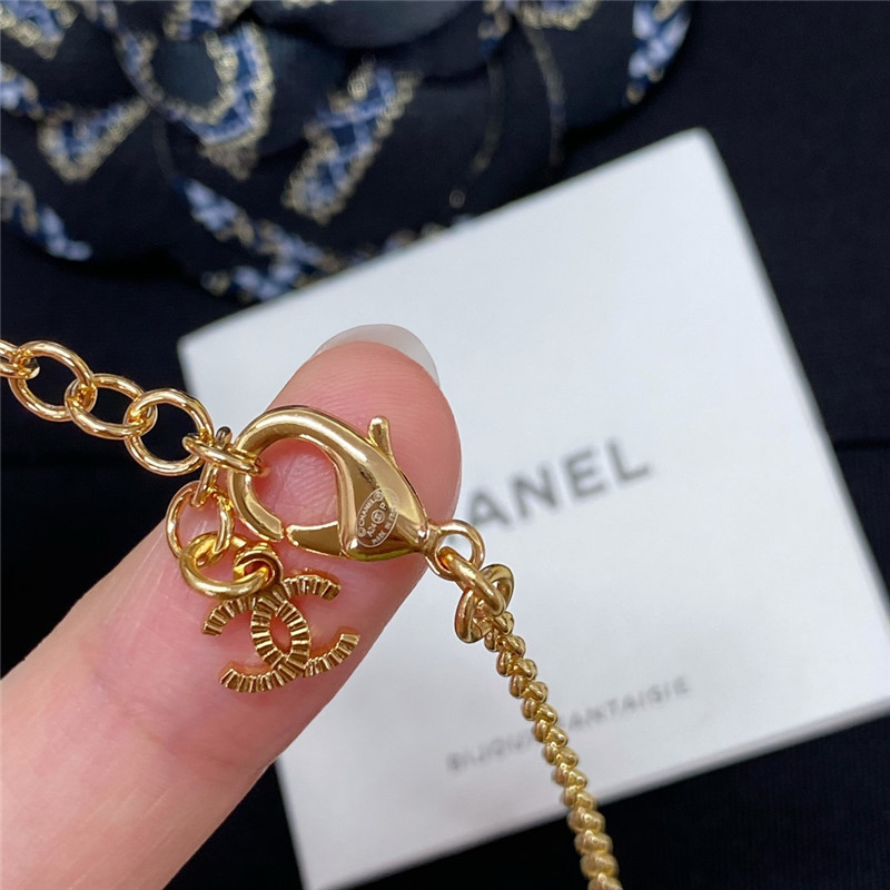 Ch**el gold double c white love necklace