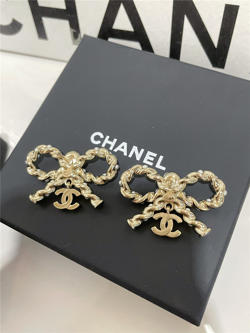 Ch**el bow twist earrings