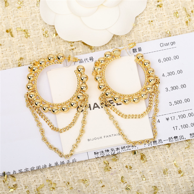 ch**el double c D1am0nd tassel earrings