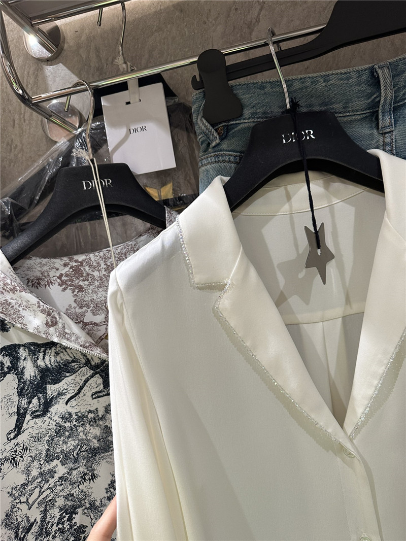 D10r suit collar beaded silk top replica clothes