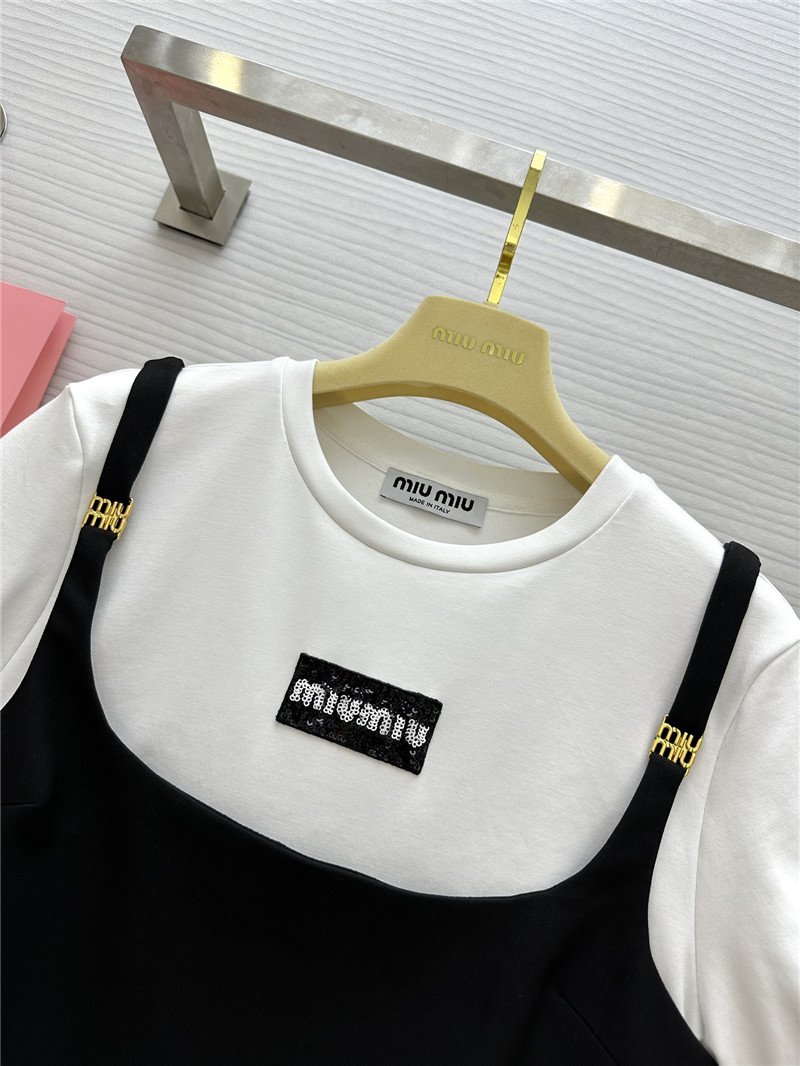 M1um1u fake two piece patchwork design dress replica clothing