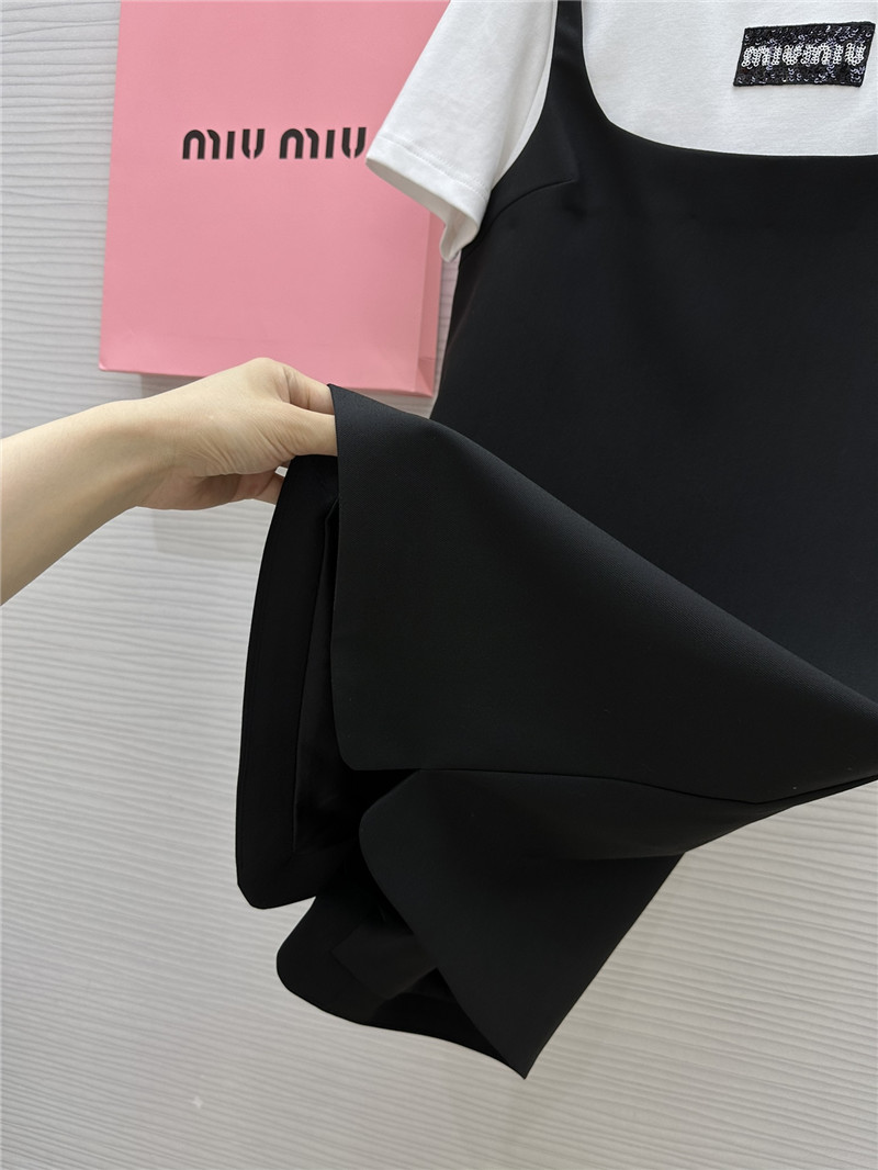 M1um1u fake two piece patchwork design dress replica clothing